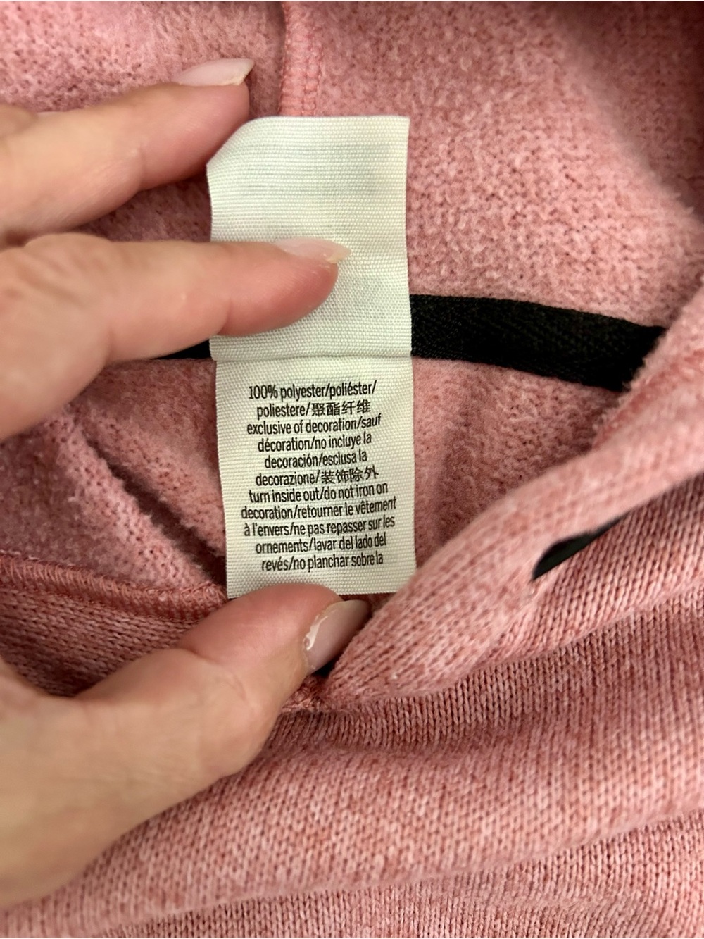 PINK Victoria’s Secret Pink Heathered Hoodie Pullover Black Trim Size Large - Picture 4 of 6